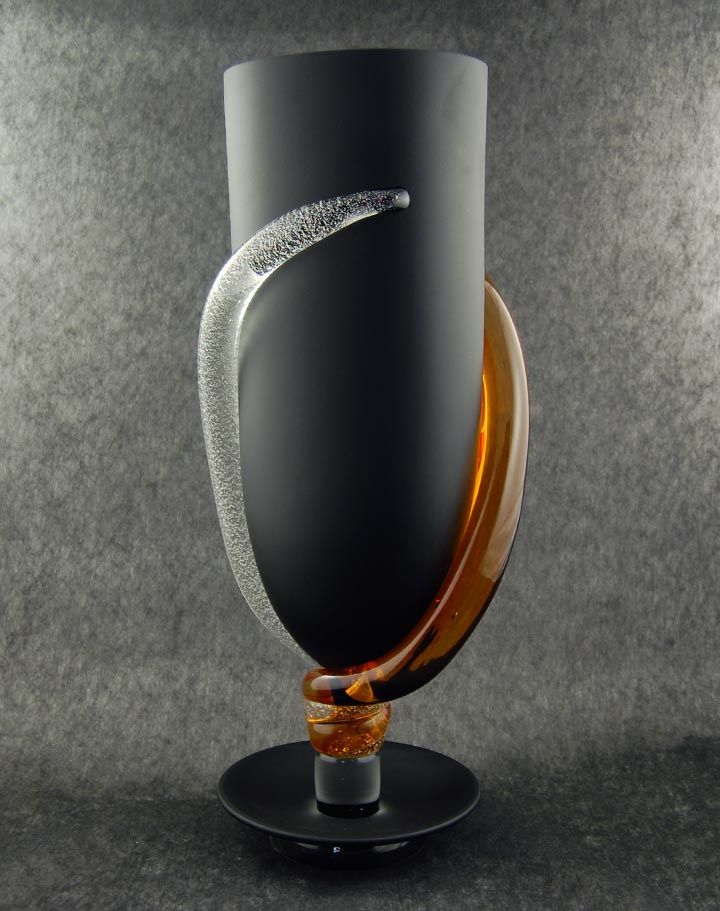 Boltze Nordika Vaso In Vetro Laccato Nero Opaco – Altezza 30 Cm, Design Moderno Per Decorazione D'Interni